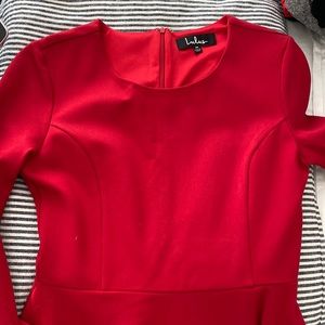 Lulus Long Sleeve Red Skater Dress Size M